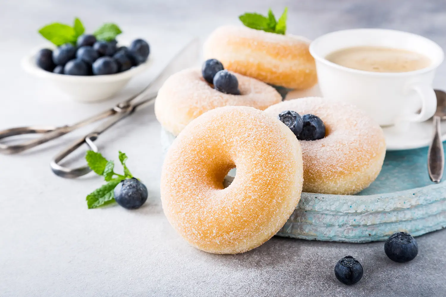 Homemade donuts with sugar